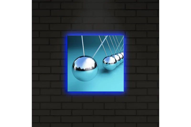 Canvas-taulu LED-valaistuksella 28x28 cm - Heijastavat riippuvalaisimet harmonisessa sommitelmassa - Hopea / Turkoosi - Sisustustuotteet - Taulu & taide - Canvas-taulu