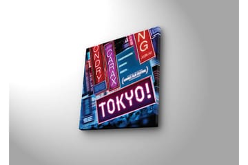 Canvas-taulu LED-valaistuksella 28x28 cm - Neonvalot tekstillä TOKYO! - Vaaleanpunainen / Sininen / Punainen - Sisustustuotteet - Taulu & taide - Canvas-taulu