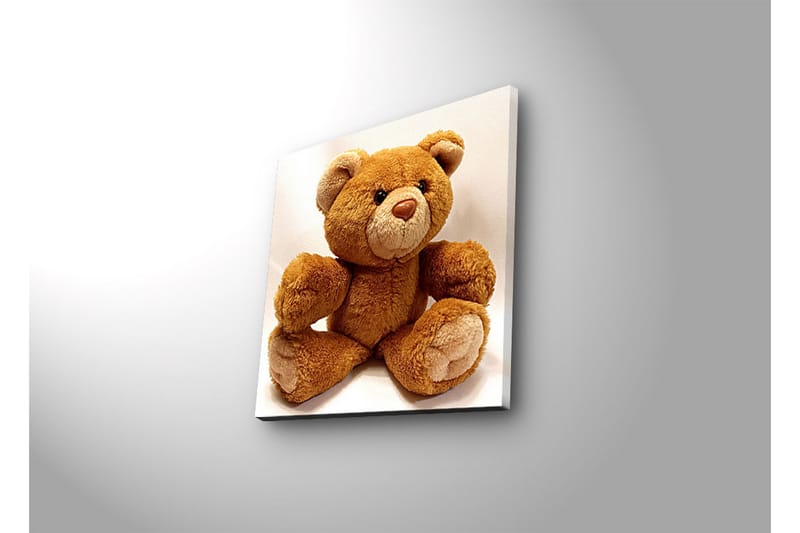 Canvas-taulu LED-valaistuksella 28x28 cm - Söpö pehmolelu karhun muotoisena - Ruskea / Beige - Sisustustuotteet - Taulu & taide - Canvas-taulu