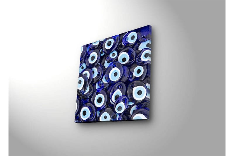 Canvas-taulu LED-valaistuksella 28x28 cm - Sinisen silmän muotoiset amuletit kuviossa - Sininen / Valkoinen / Musta - Sisustustuotteet - Taulu & taide - Canvas-taulu