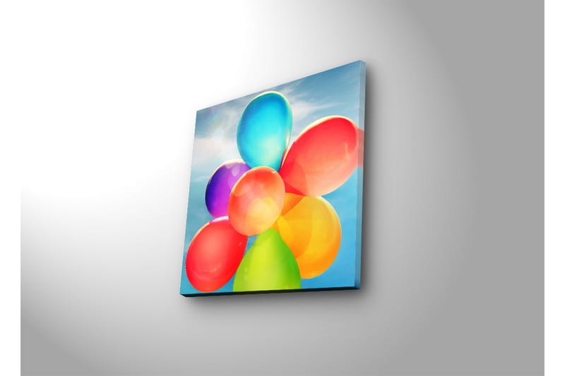 Canvas-taulu LED-valaistuksella 28x28 cm - Värikäs ilmapallokokoelma - Punainen / Sininen / Vihreä - Sisustustuotteet - Taulu & taide - Canvas-taulu
