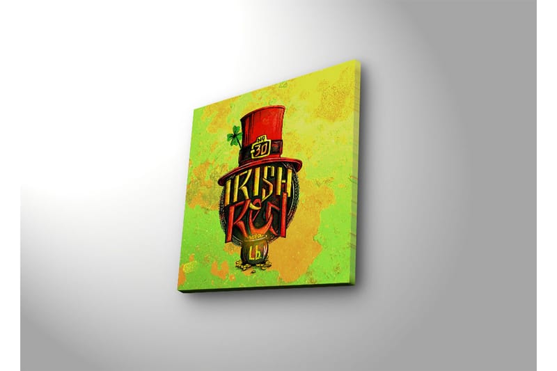 Canvas-taulu LED-valaistuksella 28x28 cm - Värikäs kuva irlantilaisesta hatusta tekstillä ja apilanlehdellä - Vihreä / Punainen / Keltainen - Sisustustuotteet - Taulu & taide - Canvas-taulu