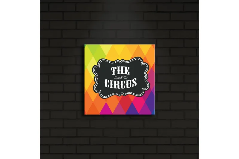 Canvas-taulu LED-valaistuksella 28x28 cm - Värikäs timanttikuvio sirkusaiheella - Vihreä / Oranssi / Vaaleanpunainen - Sisustustuotteet - Taulu & taide - Canvas-taulu