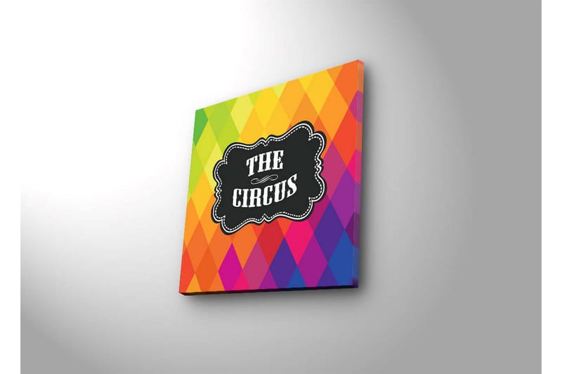 Canvas-taulu LED-valaistuksella 28x28 cm - Värikäs timanttikuvio sirkusaiheella - Vihreä / Oranssi / Vaaleanpunainen - Sisustustuotteet - Taulu & taide - Canvas-taulu