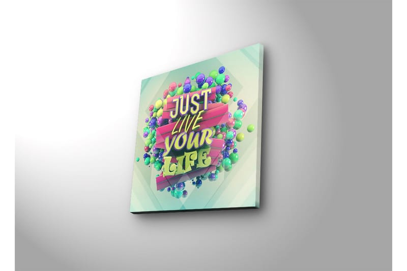 Canvas-taulu LED-valaistuksella 28x28 cm - Värikäs typografia inspiroivalla viestillä - Vihreä / Vaaleanpunainen / Violetti - Sisustustuotteet - Taulu & taide - Canvas-taulu