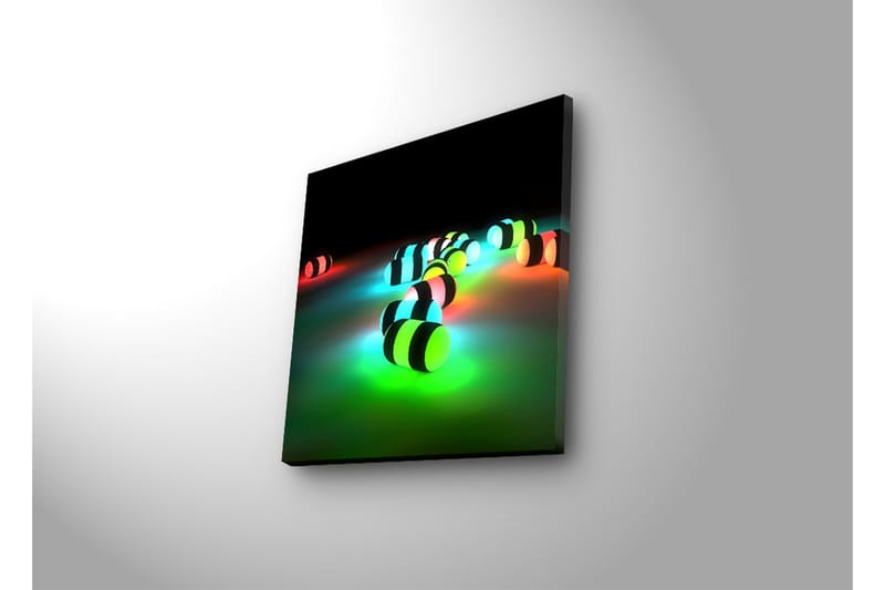 Canvas-taulu LED-valaistuksella 28x28 cm - Värikkäitä, hohtavia palloja pimeässä ympäristössä - Vihreä / Sininen / Punainen - Sisustustuotteet - Taulu & taide - Canvas-taulu