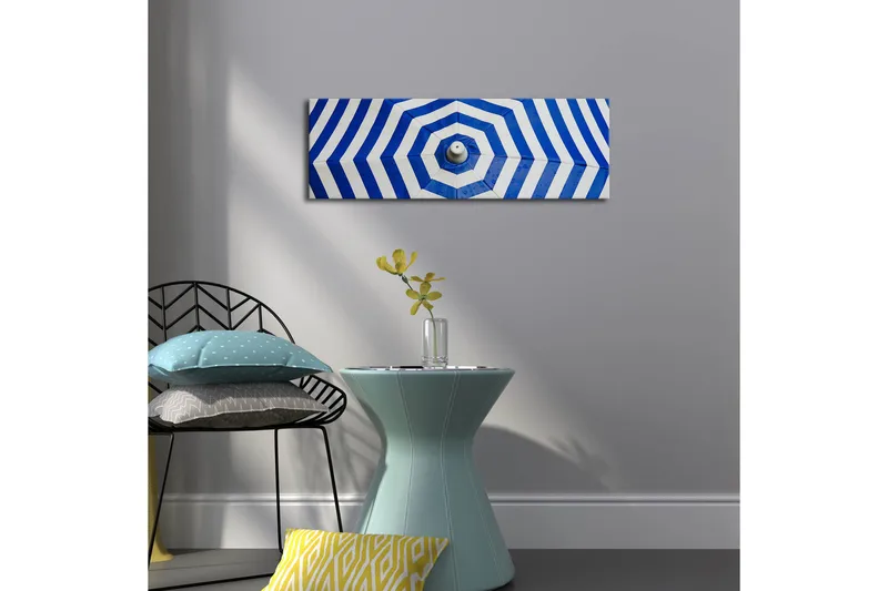 Canvas-taulu LED-valaistuksella 30x90 cm - Abstrakti sinisillä ja valkoisilla raidoilla - Sininen / Valkoinen - Sisustustuotteet - Taulu & taide - Canvas-taulu