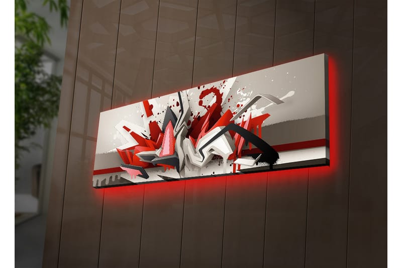 Canvas-taulu LED-valaistuksella 30x90 cm - Abstrakti sommitelma dynaamisilla muodoilla punaisen ja mustan sävyissä - Punainen / Musta / Valkoinen - Sisustustuotteet - Taulu & taide - Canvas-taulu