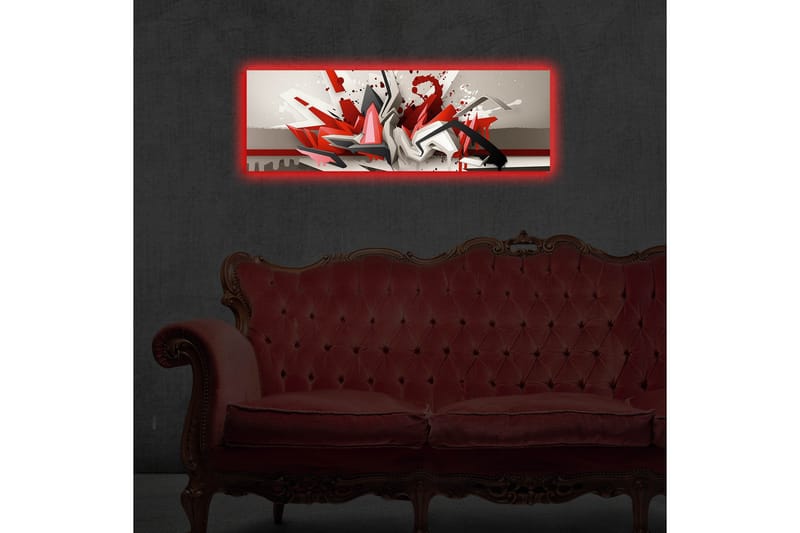 Canvas-taulu LED-valaistuksella 30x90 cm - Abstrakti sommitelma dynaamisilla muodoilla punaisen ja mustan sävyissä - Punainen / Musta / Valkoinen - Sisustustuotteet - Taulu & taide - Canvas-taulu