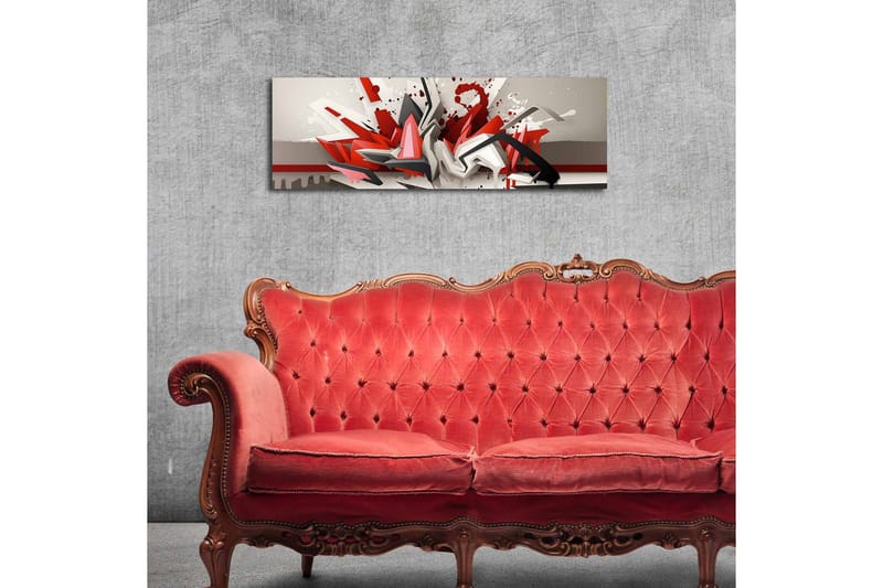 Canvas-taulu LED-valaistuksella 30x90 cm - Abstrakti sommitelma dynaamisilla muodoilla punaisen ja mustan sävyissä - Punainen / Musta / Valkoinen - Sisustustuotteet - Taulu & taide - Canvas-taulu