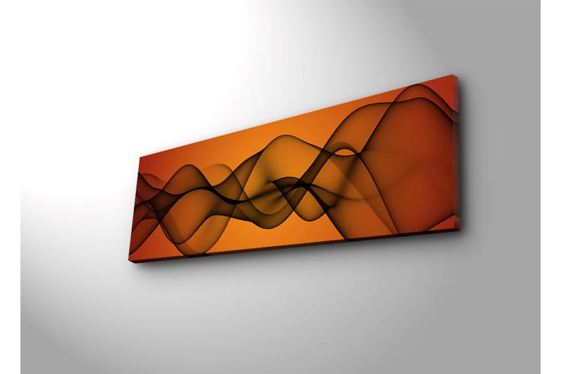Canvas-taulu LED-valaistuksella 30x90 cm - Abstrakti sommitelma laajoilla viivoilla lämpimin sävyin - Oranssi / Musta - Sisustustuotteet - Taulu & taide - Canvas-taulu