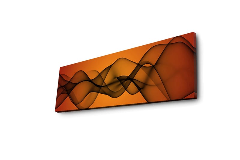 Canvas-taulu LED-valaistuksella 30x90 cm - Abstrakti sommitelma laajoilla viivoilla lämpimin sävyin - Oranssi / Musta - Sisustustuotteet - Taulu & taide - Canvas-taulu