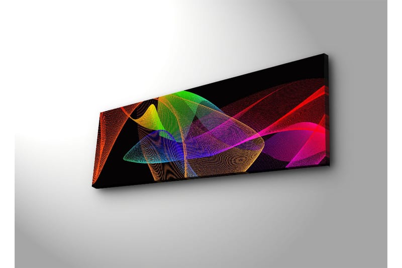 Canvas-taulu LED-valaistuksella 30x90 cm - Abstrakti sommitelma värikkäillä viivoilla ja muodoilla - Punainen / Vihreä / Violetti - Sisustustuotteet - Taulu & taide - Canvas-taulu