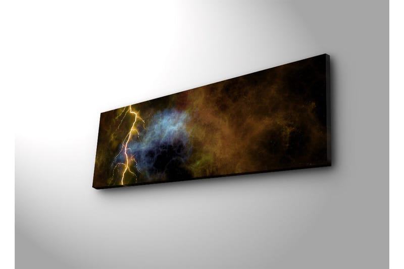 Canvas-taulu LED-valaistuksella 30x90 cm - Dramaattinen kosminen maisema salamoilla ja väriräjähdyksillä - Kulta / Sininen / Musta - Sisustustuotteet - Taulu & taide - Canvas-taulu