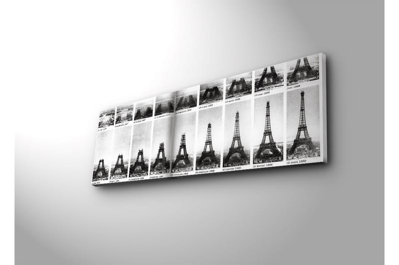 Canvas-taulu LED-valaistuksella 30x90 cm - Eiffel-tornin historiallinen mustavalkoinen sarja - Musta / Valkoinen - Sisustustuotteet - Taulu & taide - Canvas-taulu