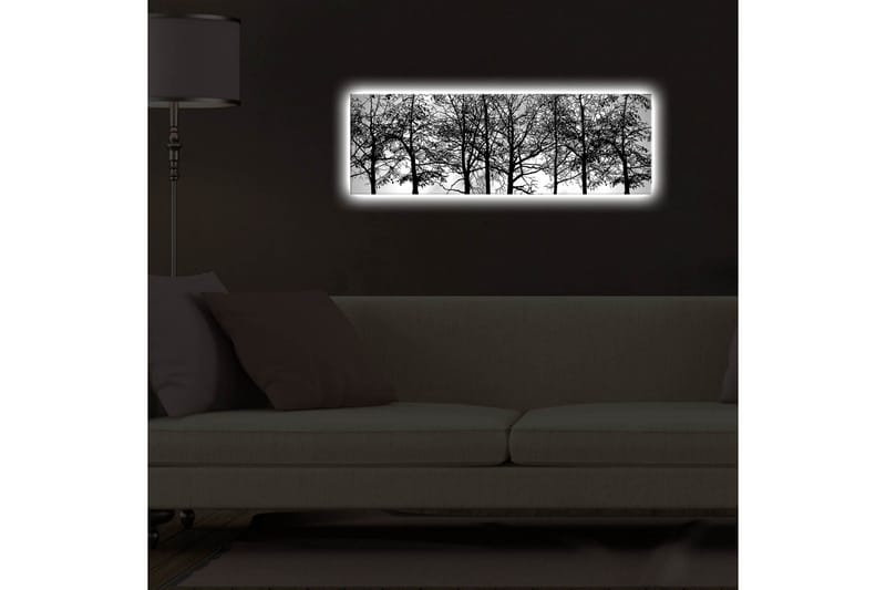 Canvas-taulu LED-valaistuksella 30x90 cm - mustavalkoinen puun siluetti - Musta / Valkoinen - Sisustustuotteet - Taulu & taide - Canvas-taulu