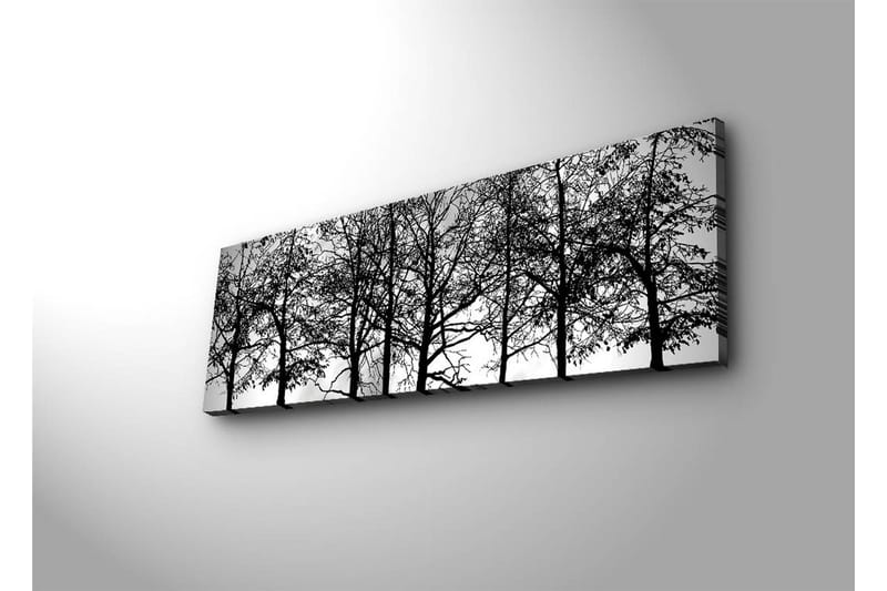 Canvas-taulu LED-valaistuksella 30x90 cm - mustavalkoinen puun siluetti - Musta / Valkoinen - Sisustustuotteet - Taulu & taide - Canvas-taulu
