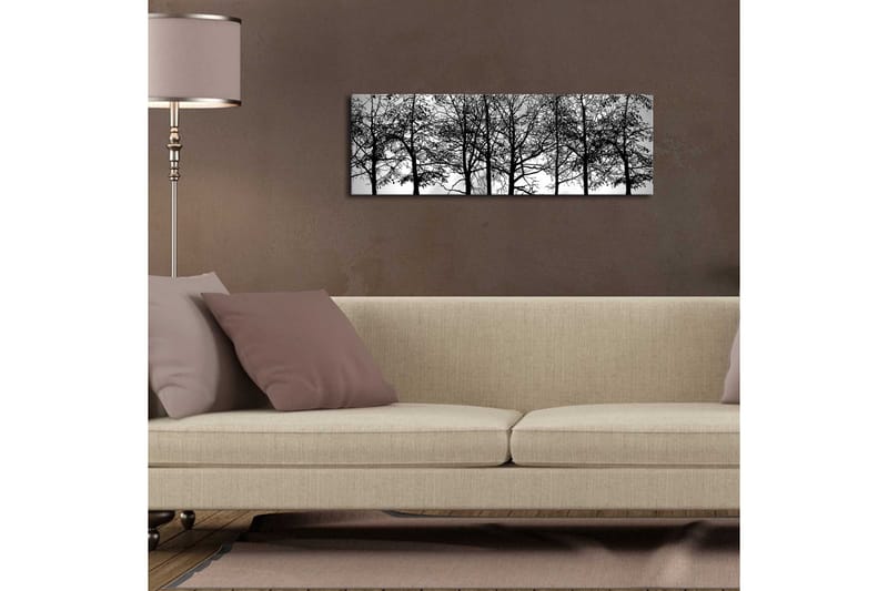 Canvas-taulu LED-valaistuksella 30x90 cm - mustavalkoinen puun siluetti - Musta / Valkoinen - Sisustustuotteet - Taulu & taide - Canvas-taulu