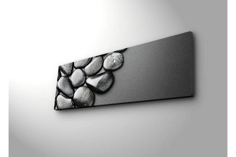 Canvas-taulu LED-valaistuksella 30x90 cm - Mustavalkoiset kivet harmonisessa sommitelmassa - Musta / Harmaa - Sisustustuotteet - Taulu & taide - Canvas-taulu