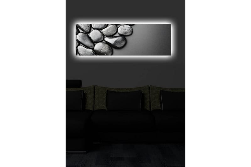 Canvas-taulu LED-valaistuksella 30x90 cm - Mustavalkoiset kivet harmonisessa sommitelmassa - Musta / Harmaa - Sisustustuotteet - Taulu & taide - Canvas-taulu