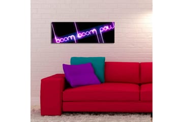 Canvas-taulu LED-valaistuksella 30x90 cm - Neonvalot tekstillä boom boom pow - Violetti / Vaaleanpunainen / Musta - Sisustustuotteet - Taulu & taide - Canvas-taulu