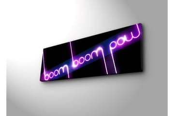 Canvas-taulu LED-valaistuksella 30x90 cm - Neonvalot tekstillä boom boom pow - Violetti / Vaaleanpunainen / Musta - Sisustustuotteet - Taulu & taide - Canvas-taulu