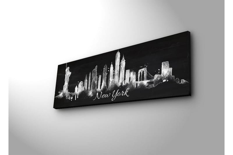 Canvas-taulu LED-valaistuksella 30x90 cm - New Yorkin siluetti ja ikoniset rakennukset - Musta / Valkoinen - Sisustustuotteet - Taulu & taide - Canvas-taulu