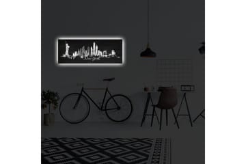 Canvas-taulu LED-valaistuksella 30x90 cm - New Yorkin siluetti ja ikoniset rakennukset - Musta / Valkoinen - Sisustustuotteet - Taulu & taide - Canvas-taulu