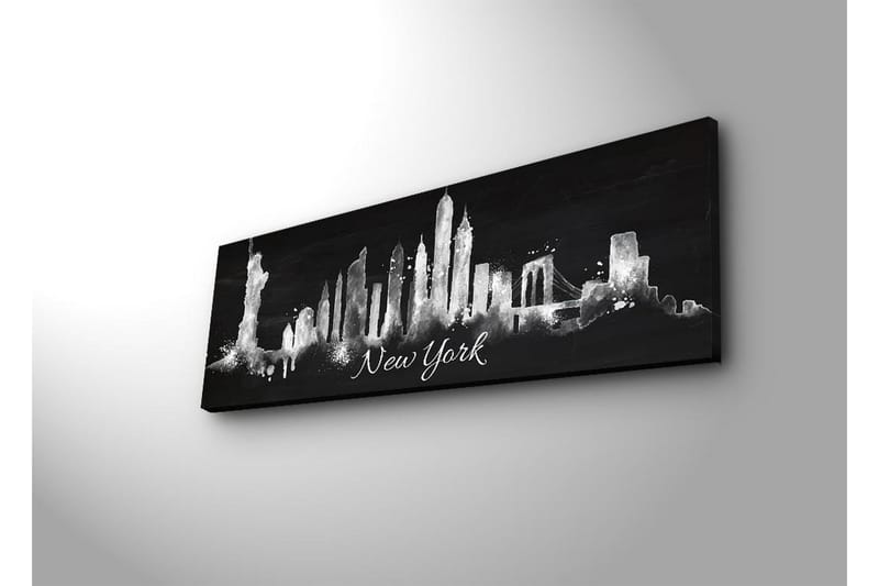 Canvas-taulu LED-valaistuksella 30x90 cm - New Yorkin siluetti ja ikoniset rakennukset - Musta / Valkoinen - Sisustustuotteet - Taulu & taide - Canvas-taulu