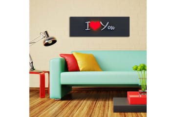 Canvas-taulu LED-valaistuksella 30x90 cm - Teksti I Love You modernilla tyylillä - Punainen / Valkoinen / Musta - Sisustustuotteet - Taulu & taide - Canvas-taulu