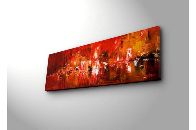 Canvas-taulu LED-valaistuksella 30x90 cm - Värikäs abstrakti sommitelma punaisen ja oranssin elementeillä - Punainen / Oranssi / Musta - Sisustustuotteet - Taulu & taide - Canvas-taulu