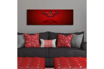 Canvas-taulu LED-valaistuksella 30x90 cm - Värikäs perhonen yksityiskohtaisilla siivillä - Punainen / Musta / Oranssi - Sisustustuotteet - Taulu & taide - Canvas-taulu
