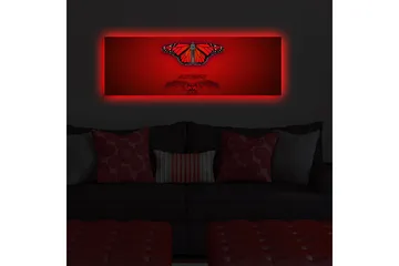 Canvas-taulu LED-valaistuksella 30x90 cm - Värikäs perhonen yksityiskohtaisilla siivillä - Punainen / Musta / Oranssi - Sisustustuotteet - Taulu & taide - Canvas-taulu