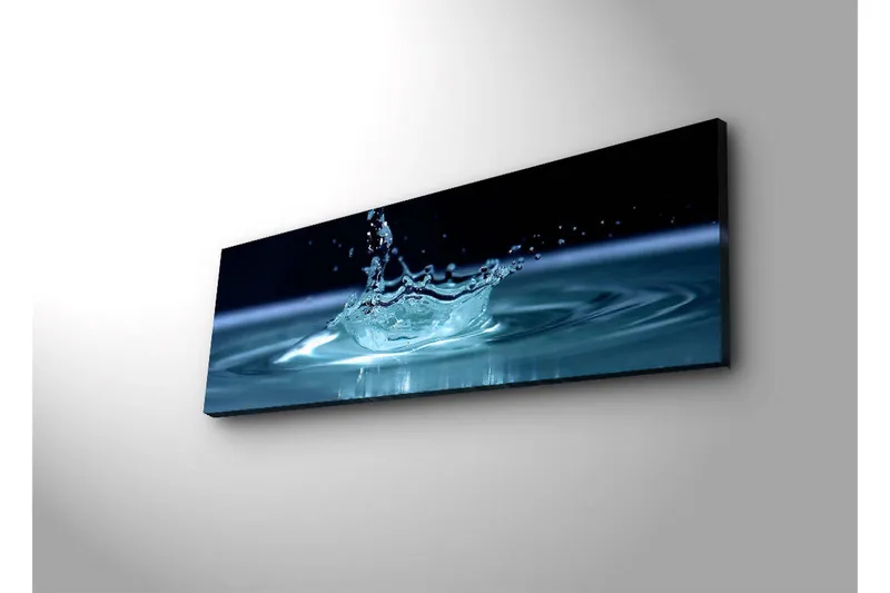Canvas-taulu LED-valaistuksella 30x90 cm - Vesiroiskeet, jotka luovat pinnalle elegantin väreilykuvion - Sininen / Turkoosi - Sisustustuotteet - Taulu & taide - Canvas-taulu