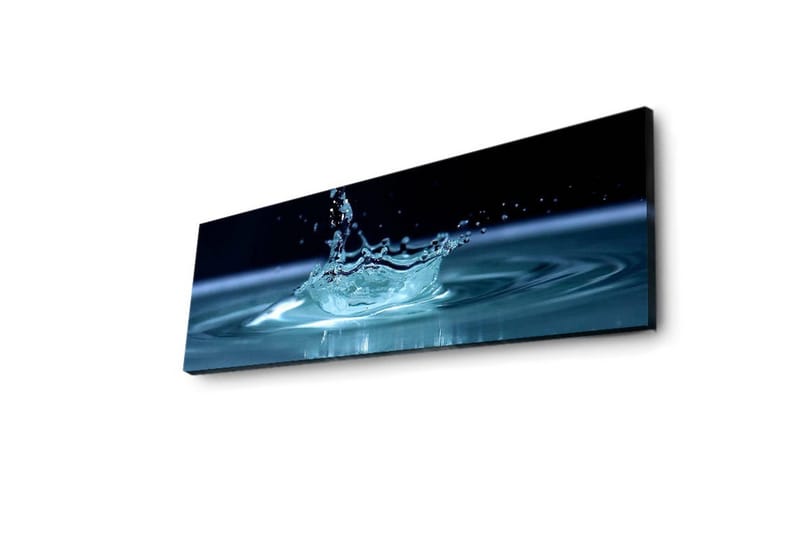 Canvas-taulu LED-valaistuksella 30x90 cm - Vesiroiskeet, jotka luovat pinnalle elegantin väreilykuvion - Sininen / Turkoosi - Sisustustuotteet - Taulu & taide - Canvas-taulu