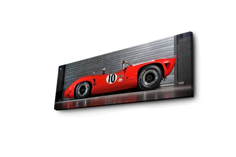 Canvas-taulu LED-valaistuksella 30x90 cm - Punainen urheiluauto, jonka kyljessä on numero 10 - Punainen / Musta - Sisustustuotteet - Taulu & taide - Canvas-taulu