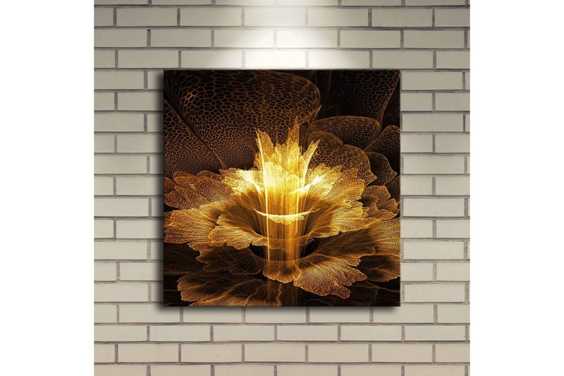 Canvas-taulu LED-valaistuksella 40x40 cm - Abstrakti hohtava kukka - Kulta / Musta / Ruskea - Sisustustuotteet - Taulu & taide - Canvas-taulu