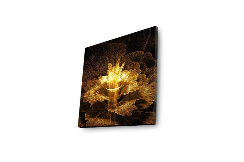 Canvas-taulu LED-valaistuksella 40x40 cm - Abstrakti hohtava kukka - Kulta / Musta / Ruskea - Sisustustuotteet - Taulu & taide - Canvas-taulu