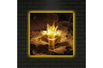 Canvas-taulu LED-valaistuksella 40x40 cm - Abstrakti hohtava kukka - Kulta / Musta / Ruskea - Sisustustuotteet - Taulu & taide - Canvas-taulu