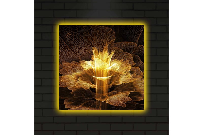 Canvas-taulu LED-valaistuksella 40x40 cm - Abstrakti hohtava kukka - Kulta / Musta / Ruskea - Sisustustuotteet - Taulu & taide - Canvas-taulu