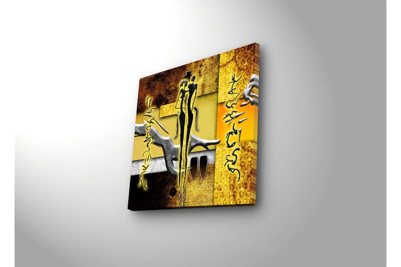 Canvas-taulu LED-valaistuksella 40x40 cm - Abstrakti sommitelma ihmishahmoilla ja käsien muodoilla - Kulta / Musta / Harmaa - Sisustustuotteet - Taulu & taide - Canvas-taulu