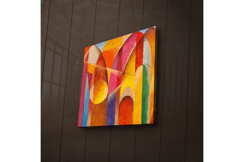 Canvas-taulu LED-valaistuksella 40x40 cm - Abstrakti sommitelma värikkäillä geometrisilla muodoilla - Punainen / Oranssi / Keltainen - Sisustustuotteet - Taulu & taide - Canvas-taulu