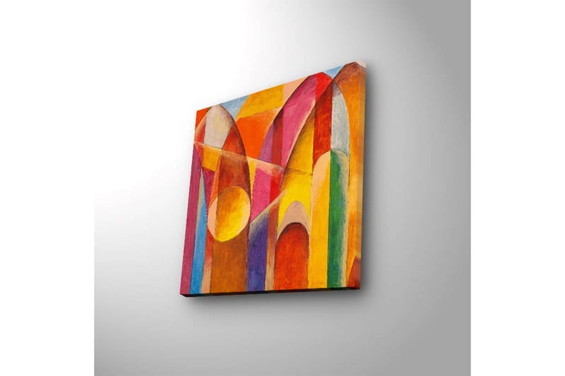 Canvas-taulu LED-valaistuksella 40x40 cm - Abstrakti sommitelma värikkäillä geometrisilla muodoilla - Punainen / Oranssi / Keltainen - Sisustustuotteet - Taulu & taide - Canvas-taulu