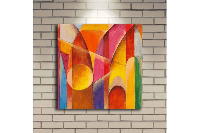 Canvas-taulu LED-valaistuksella 40x40 cm - Abstrakti sommitelma värikkäillä geometrisilla muodoilla - Punainen / Oranssi / Keltainen - Sisustustuotteet - Taulu & taide - Canvas-taulu