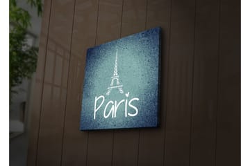 Canvas-taulu LED-valaistuksella 40x40 cm - Eiffel-tornin siluetti tekstillä Paris - Tummansininen / Vaaleansininen / Valkoinen - Sisustustuotteet - Taulu & taide - Canvas-taulu