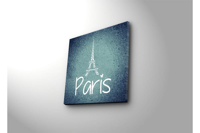 Canvas-taulu LED-valaistuksella 40x40 cm - Eiffel-tornin siluetti tekstillä Paris - Tummansininen / Vaaleansininen / Valkoinen - Sisustustuotteet - Taulu & taide - Canvas-taulu