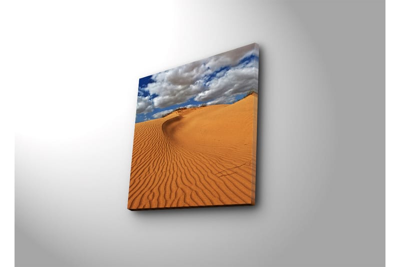 Canvas-taulu LED-valaistuksella 40x40 cm - Hiekkadyynit sinisen taivaan ja pilvien alla - Oranssi / Sininen / Valkoinen - Sisustustuotteet - Taulu & taide - Canvas-taulu