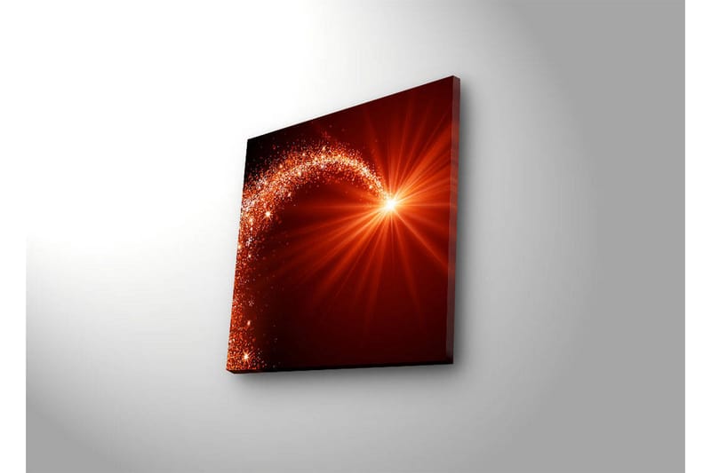 Canvas-taulu LED-valaistuksella 40x40 cm - Kimaltelevaa tähtien valoa dynaamisella kaarella - Punainen / Oranssi / Kulta - Sisustustuotteet - Taulu & taide - Canvas-taulu
