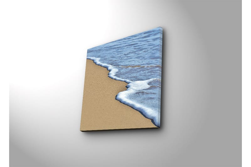 Canvas-taulu LED-valaistuksella 40x40 cm - Ranta, jossa pehmeät aallot kohtaavat hiekan - Sininen / Beige - Sisustustuotteet - Taulu & taide - Canvas-taulu