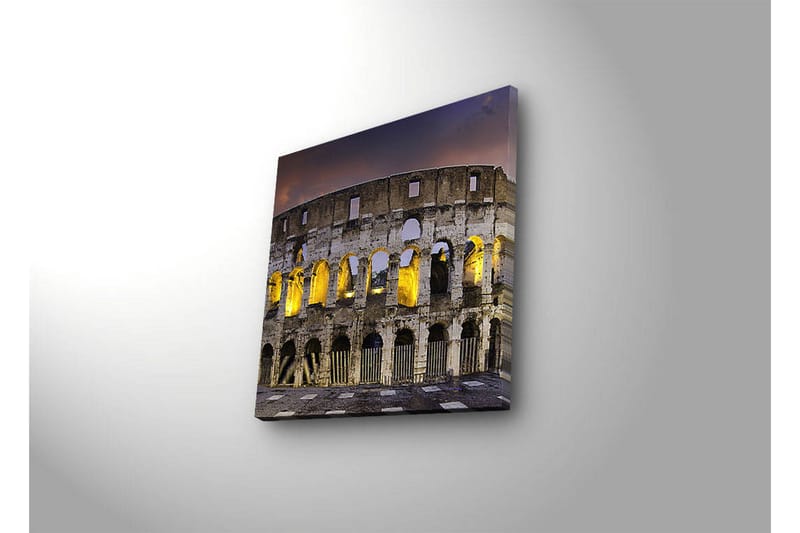 Canvas-taulu LED-valaistuksella 40x40 cm - Roomalainen amfiteatteri iltavalaistuksessa - Harmaa / Keltainen / Sininen - Sisustustuotteet - Taulu & taide - Canvas-taulu